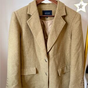 Vintage ELLE Wool-Blend Tailored Blazer | Neutral Classic Jacket